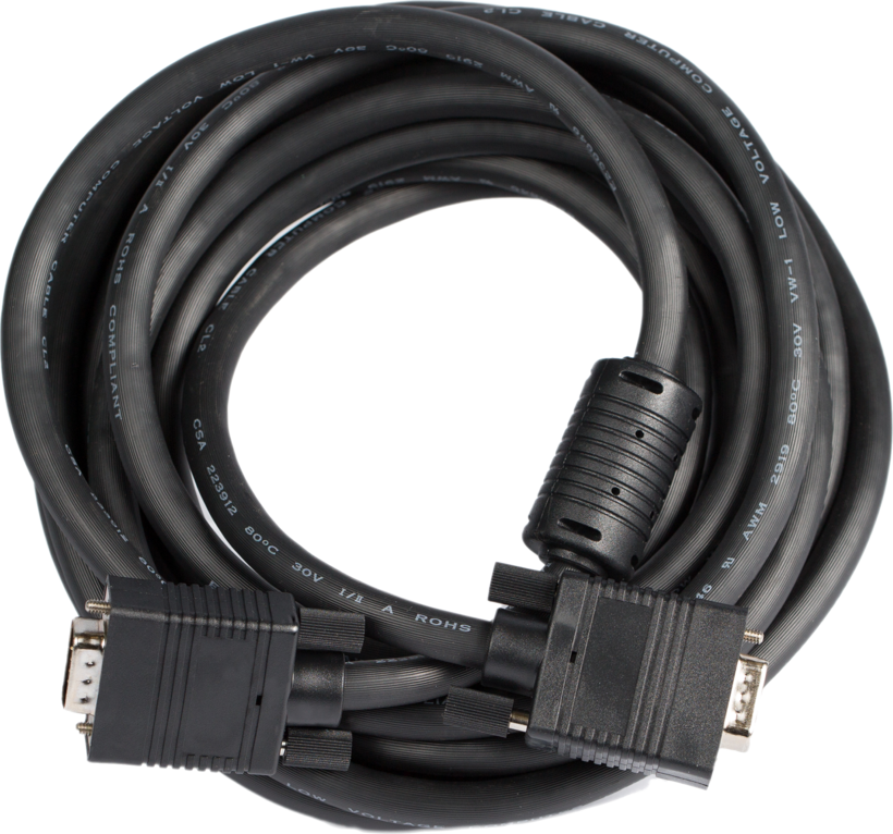 VGA Monitor Cable HD15 ma-ma 5m Black