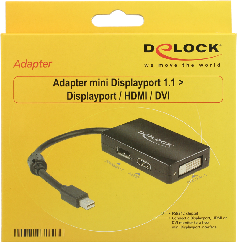 Delock Mini DP - DP/DVI-D/HDMI Adapter