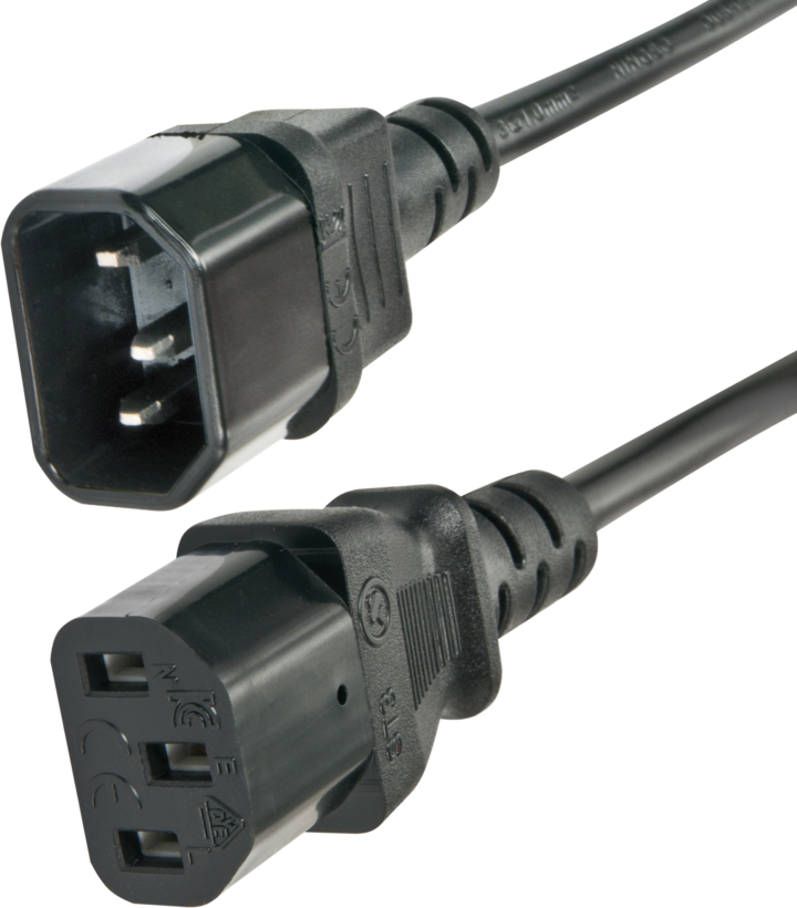 Power Cable C13/f - C14/m 2m Black