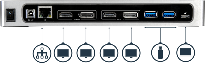 Adapter USB-C - HDMI/DP/RJ45/USB/Audio