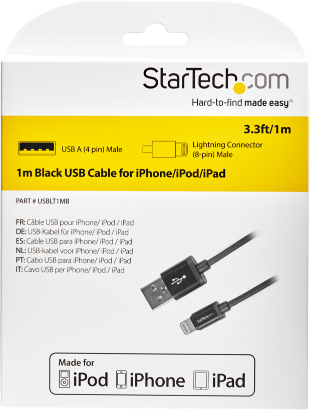 Cable USB 2.0 A/m-Lightning/m 1m