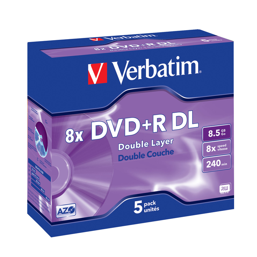 Verbatim DVD+R DL 8.5 GB 8x JC, 5 Pack