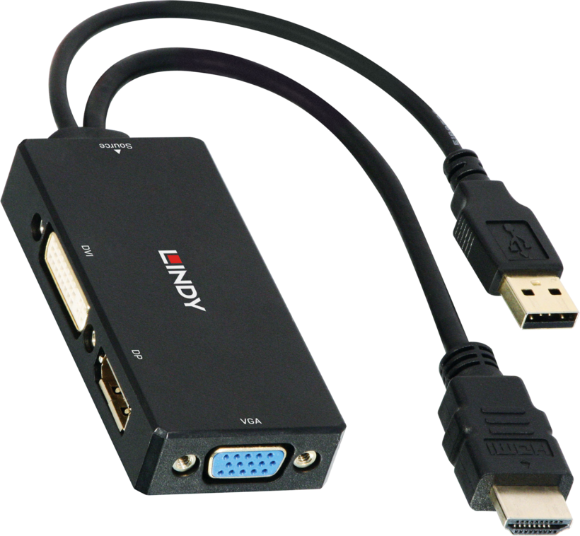 Adapter HDMI/m - DisplayPort+DVI+VGA/f