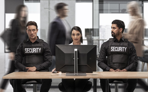 Three people in the office