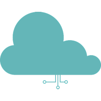 Icon of a cloud with digital connections illustrating cloud computing and data networking