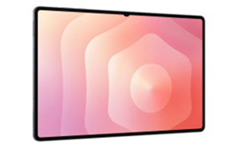 Tablet with large display and slim bezel in pink gradient for mobile applications