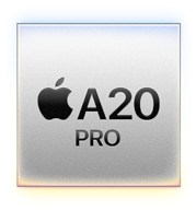 Processor chip with Apple logo and model name A20 Pro symbolizing high-performance technology