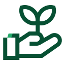 Hand with leaf a soutline Icon