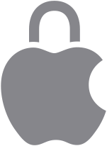 Opened lock symbol above the Apple logo representing security and privacy