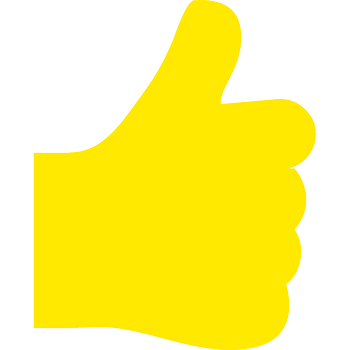 Yellow thumbs-up symbol representing approval or positive feedback