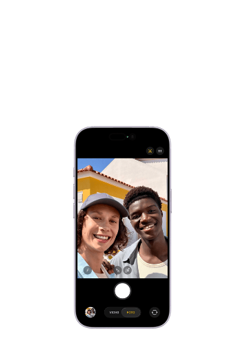 Selfie of two people in the iPhone camera app